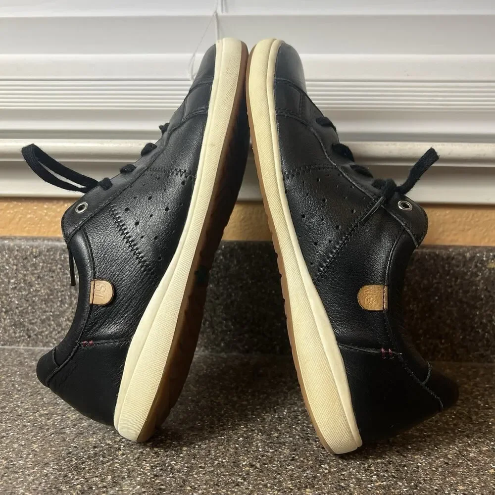 Josef Seibel Womens Sz EU 39 US 8 Shoe Sneaker Black Leather Comfort Low Lace Up